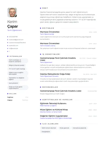 Tarih Öğretmeni Cv Örnekleri cv indir